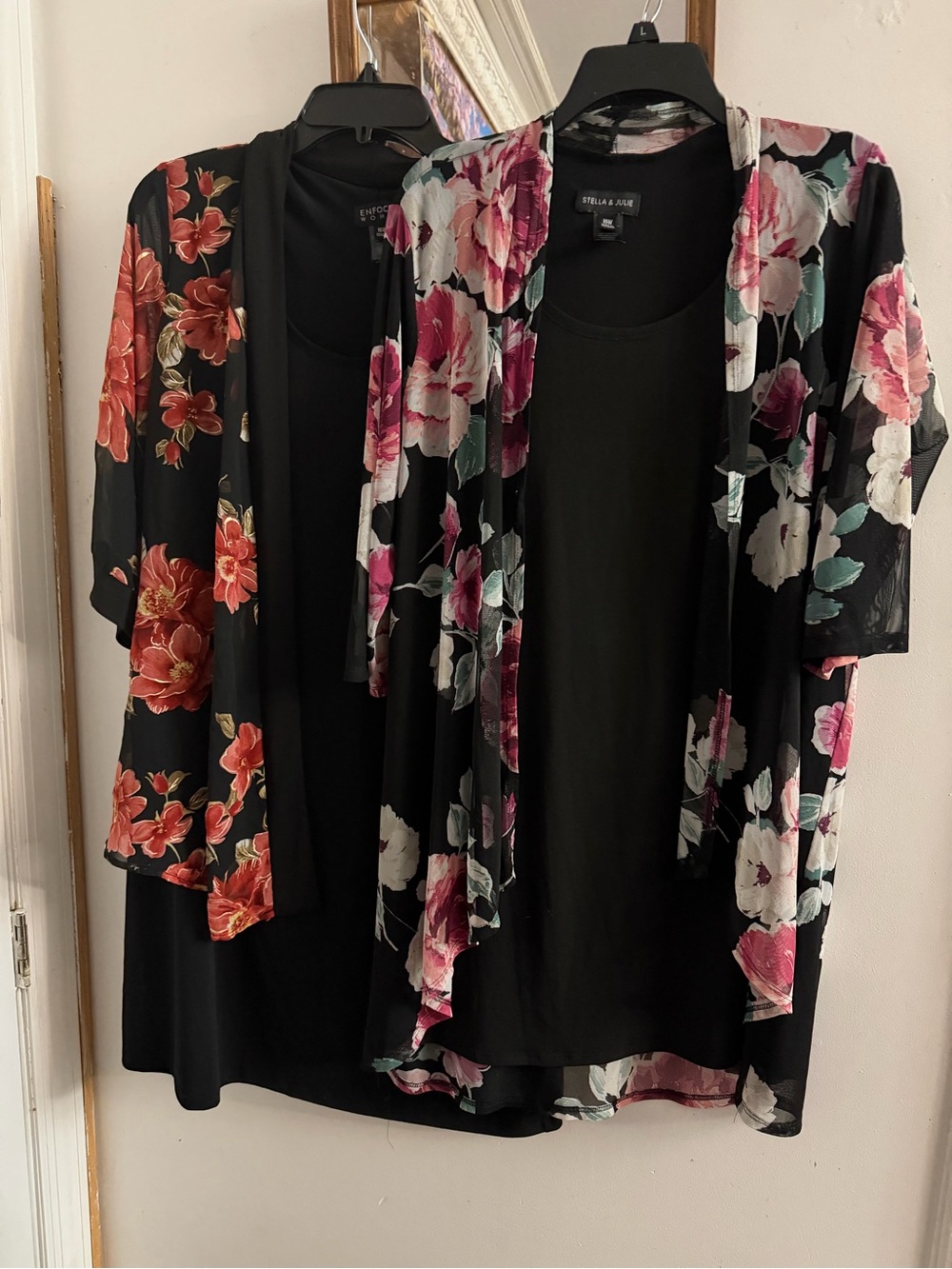 Stella & Julie 3XL Black Floral Open-Front Women’s Dress & Cardigan